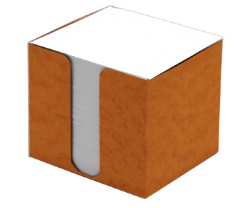 Špalíček papírový 8,5x8,5x8cm bílý, prešp.krabička oranžová 108310