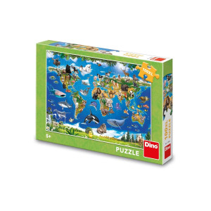 DINO PUZZLE 100 DÍLŮ XL MAPA ZVÍŘAT   343566